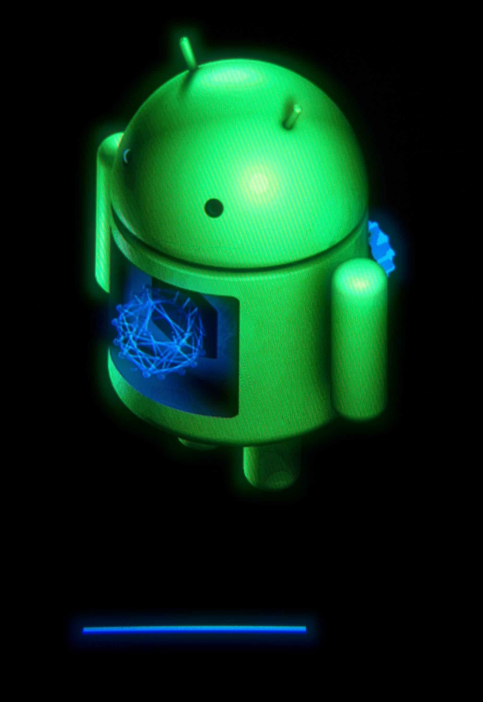 Il robot Android con una barra di avanzamento durante un aggiornamento di sistema