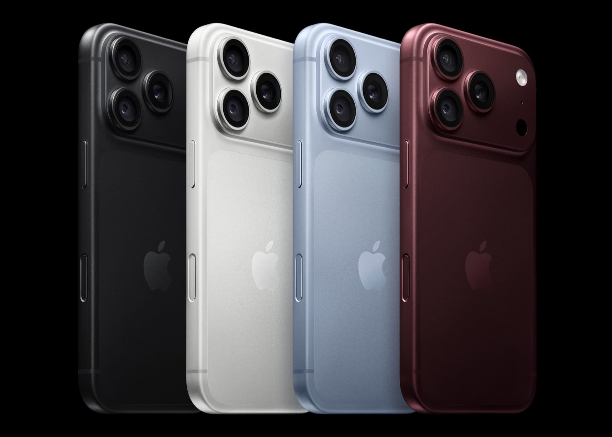 La lineup di colori di iPhone 18 Pro: nero, argento, ghiacciaio e borgogna