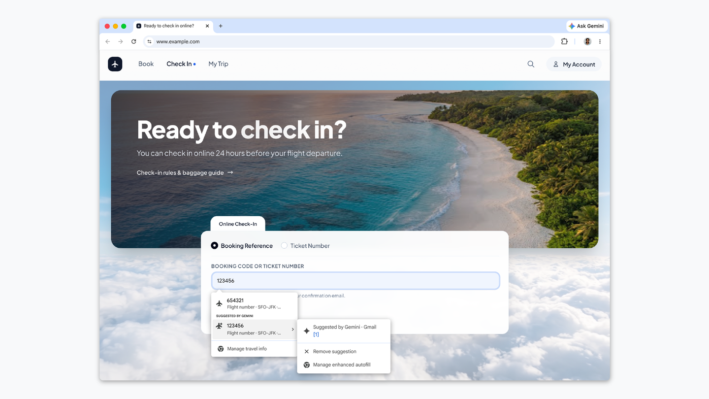 Chrome usa Gemini per compilare i moduli con dati da Gmail