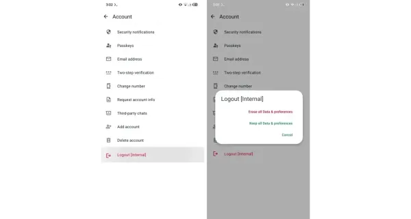 WhatsApp logout