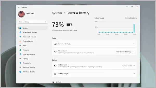 Windows Impostazioni Batteria