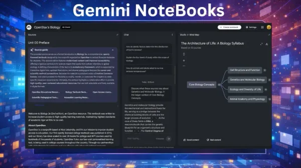 Interfaccia di Gemini Notebook per organizzare le informazioni