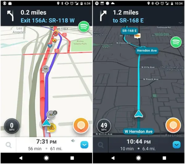Mappa di navigazione con un percorso stradale visualizzato sullo smartphone