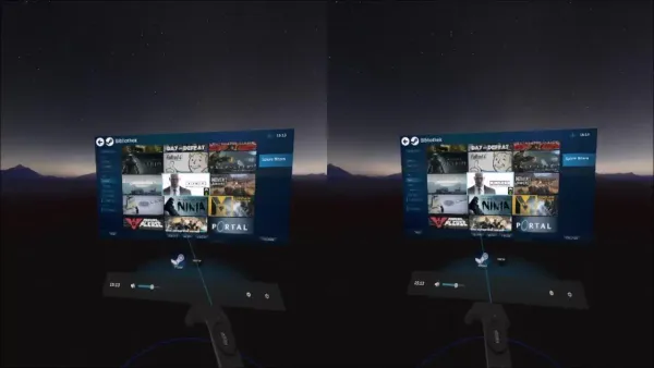 Interfaccia di SteamVR per avviare un'esperienza in realtà virtuale