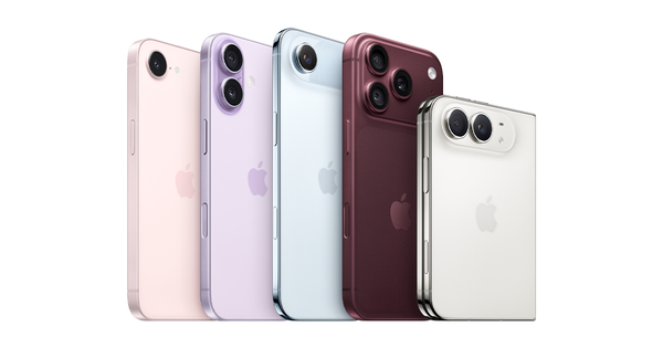 La lineup di iPhone 2026 di Apple: cinque modelli affiancati, dal rosa al rosso scuro Pro fino al Duo bianco