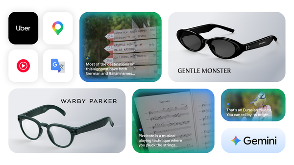 Occhiali intelligenti Android XR di Gentle Monster e Warby Parker con funzioni Gemini mostrate da Google