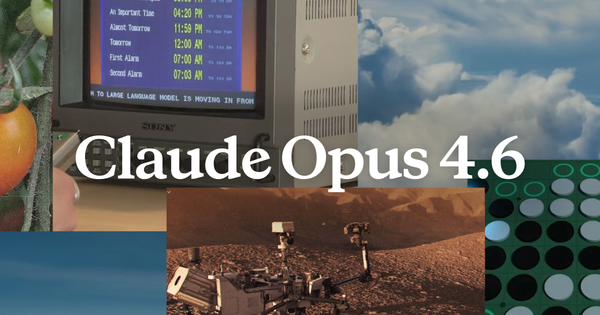 Collage ufficiale Claude Opus 4.6 con schermate e immagini di contesto