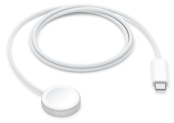 Cavo magnetico USB-C bianco per la ricarica rapida di Apple Watch, con disco di ricarica e connettore USB-C