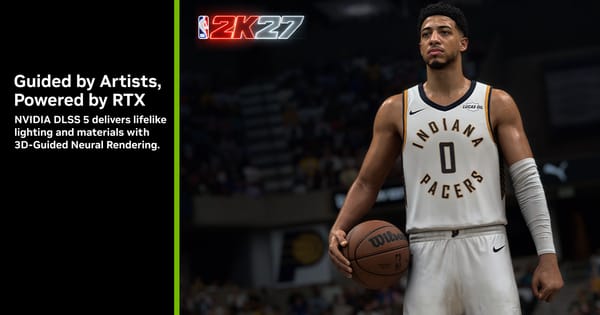 Giocatore degli Indiana Pacers in NBA 2K27, immagine dimostrativa di DLSS 5 con illuminazione e materiali guidati dall’IA