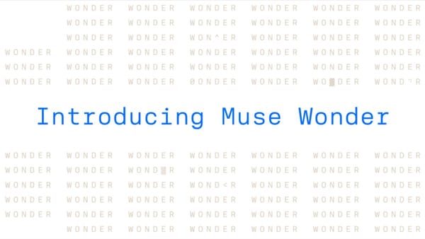 Titolo grafico ufficiale Introducing Muse Wonder su fondo bianco