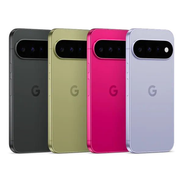 Quattro telefoni Google Pixel 11 mostrati dal retro in diverse colorazioni, con la barra della fotocamera in evidenza