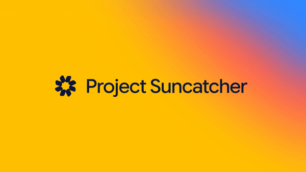 Grafica ufficiale con il nome Project Suncatcher su sfondo sfumato giallo-arancio e blu